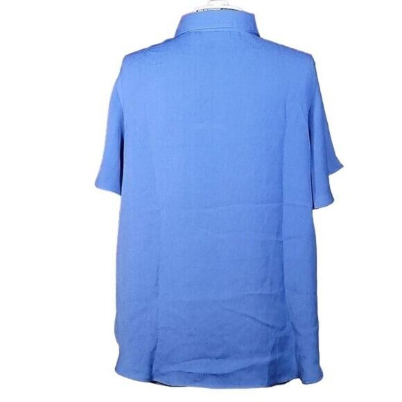 NWOT Susan Graver Textured Woven Button Front Flutter Sleeve Shirt Sz XL - Picture 4 of 12